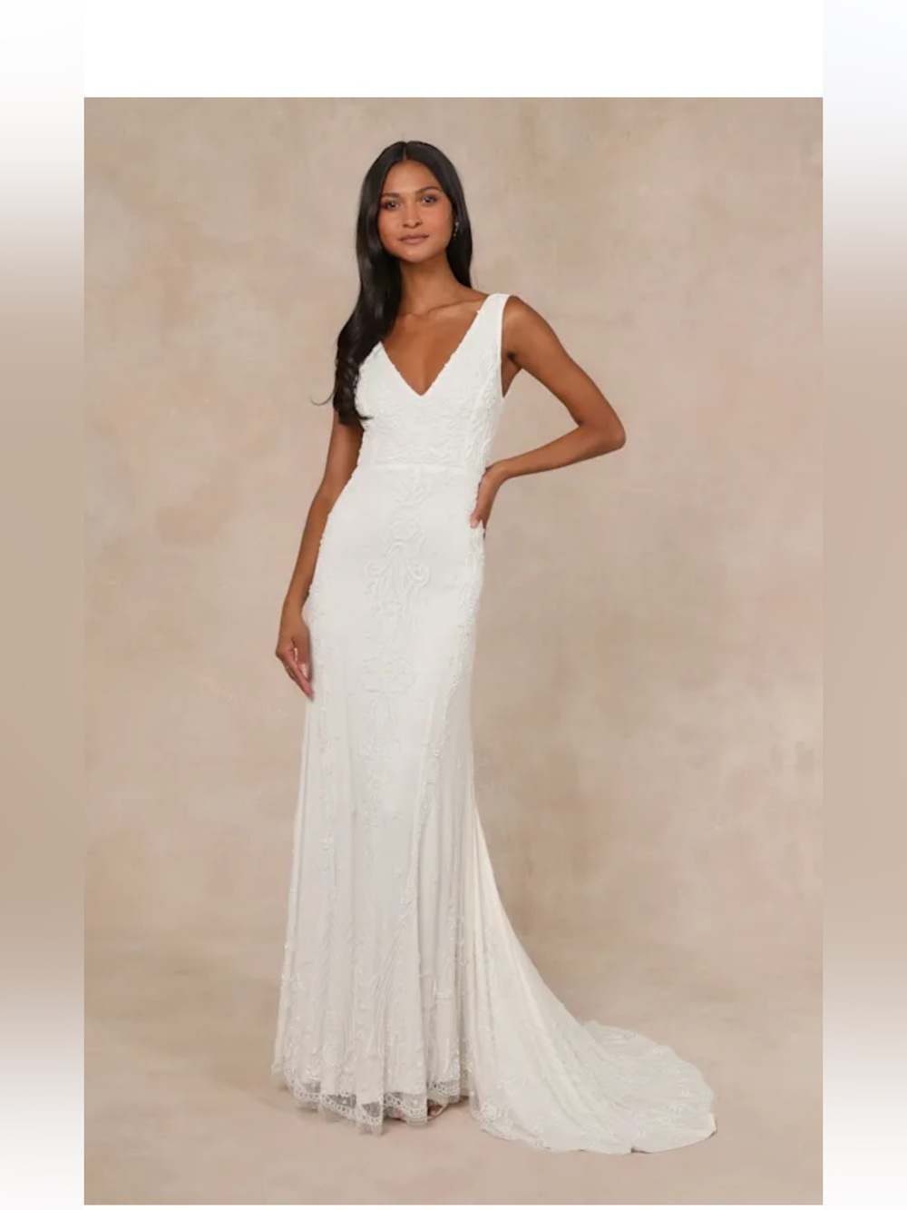 Lulus Dress XS White Beaded Sequin Mermaid